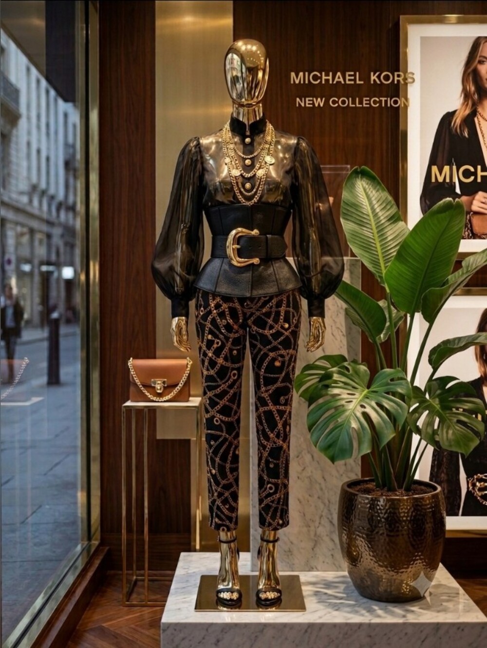 Michael Kors Black Pants with Gold Chain Print 🖤